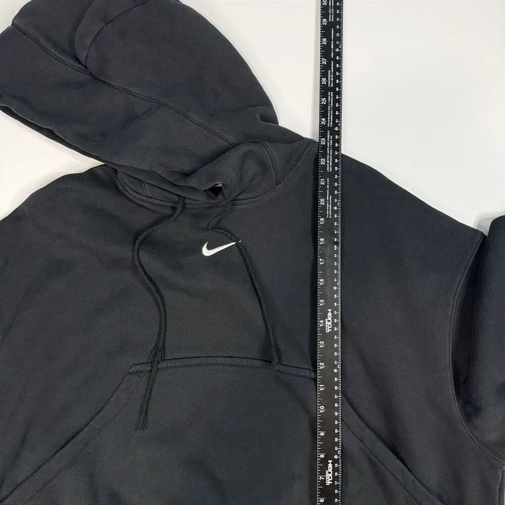 Nike Center Swoosh Hoodie Black Oversized Pullover Y2K Grunge‎ Streetwear Size S - Picture 6 of 6